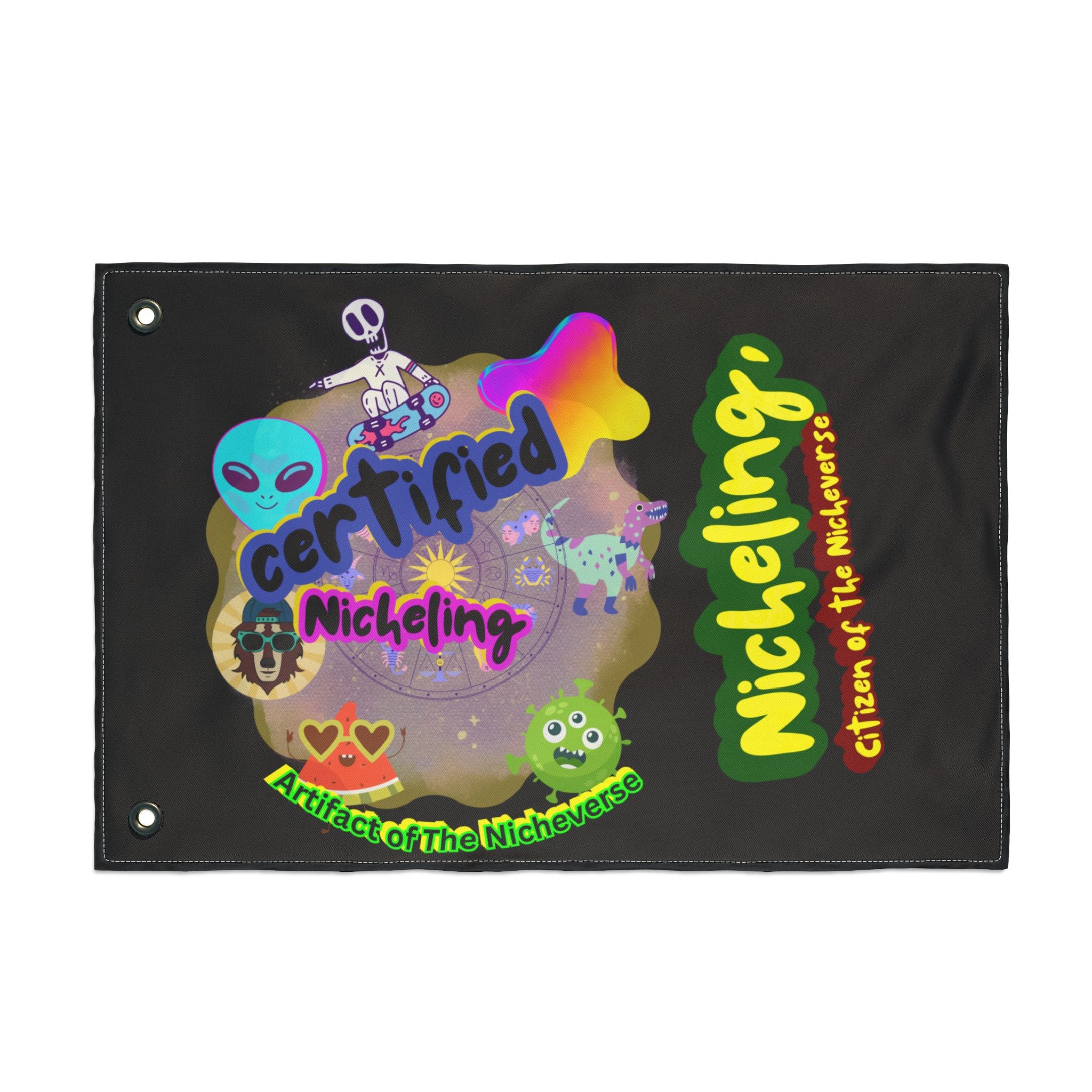Certified Nicheling Flag – Official Banner of the Nicheverse (Double-Sided Display for Home, Studio, or Adventures)