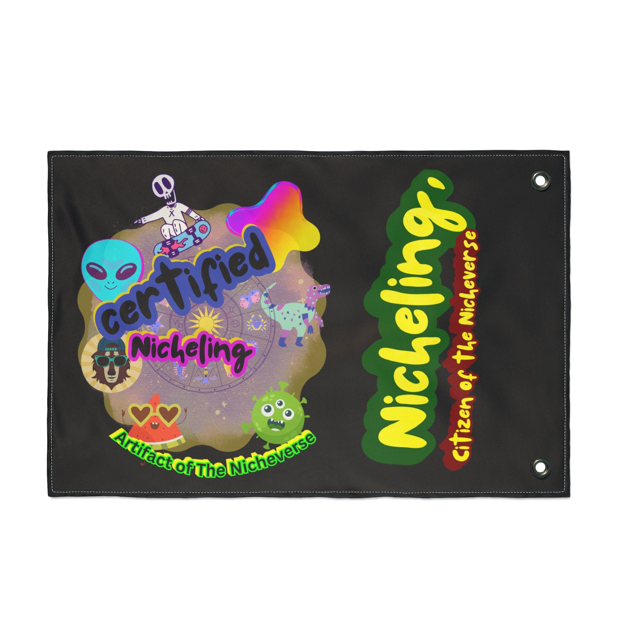 Certified Nicheling Flag – Official Banner of the Nicheverse (Double-Sided Display for Home, Studio, or Adventures)